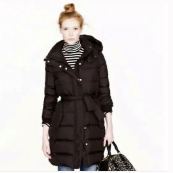 J. Crew Jackets & Blazers - J Crew Long Puffer Coat Belted with Hood - Small